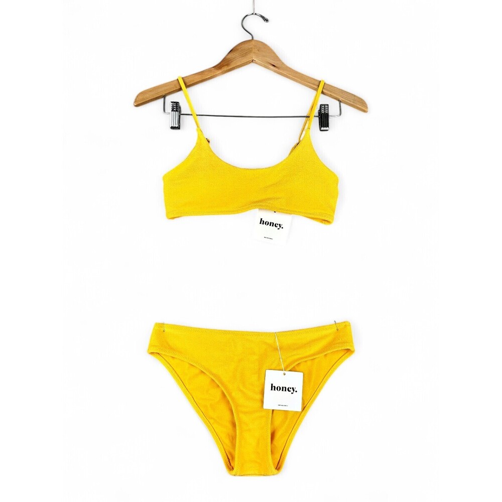 Honey Yellow Scoop Bikini Set - Medium Two-Piece Swimsuit